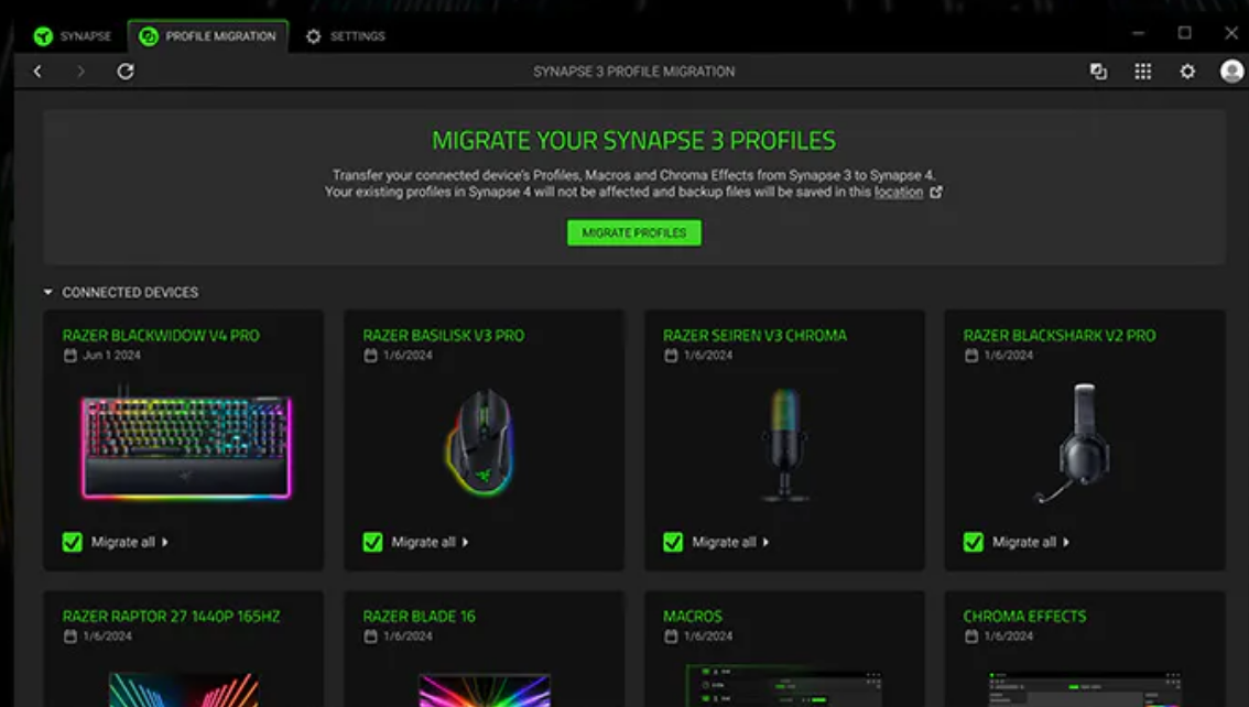Razer Synapse screenshot