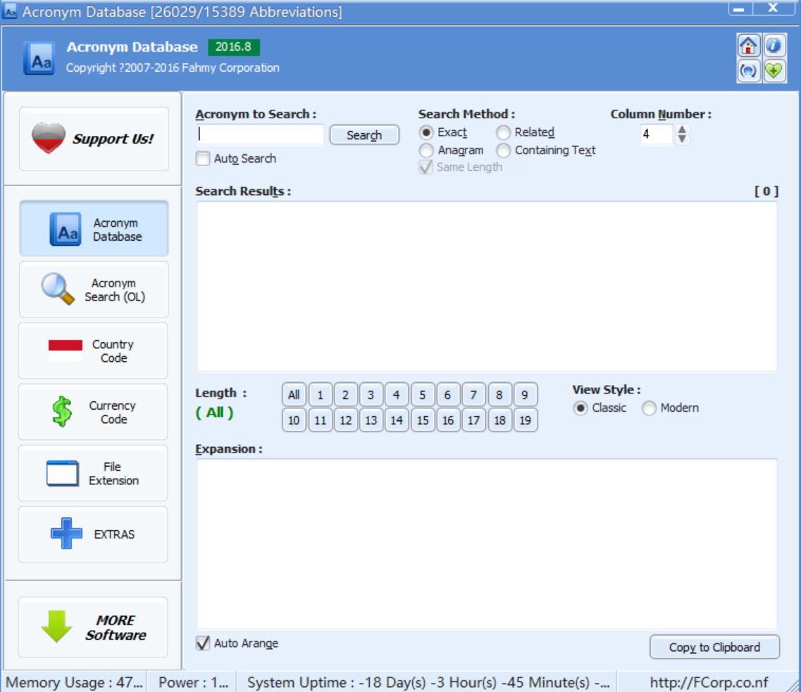 Acronym Database screenshot