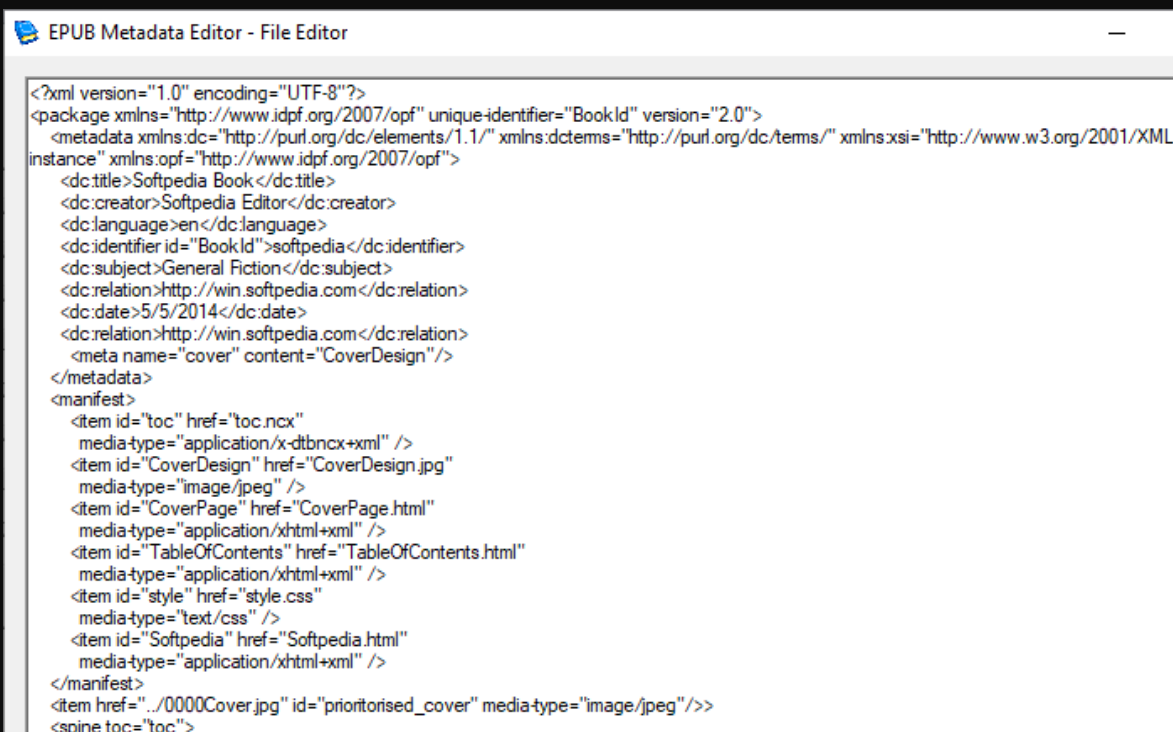 EPub Metadata Editor screenshot