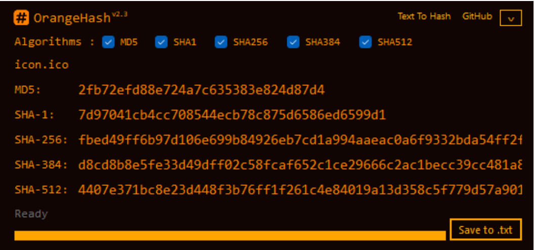 OrangeHash screenshot