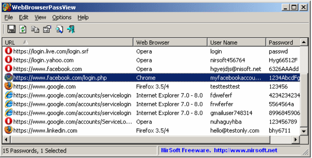 WebBrowserPassView screenshot