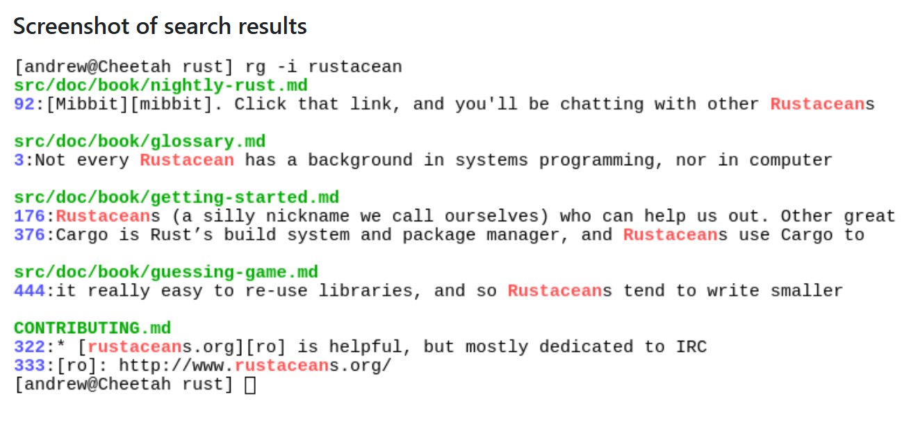ripgrep screenshot