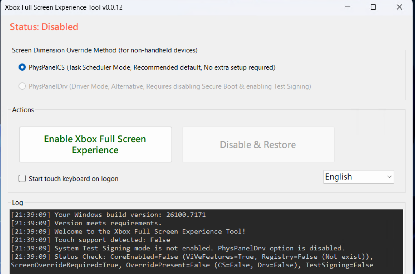 Xbox Full Screen Experience Tool screenshot