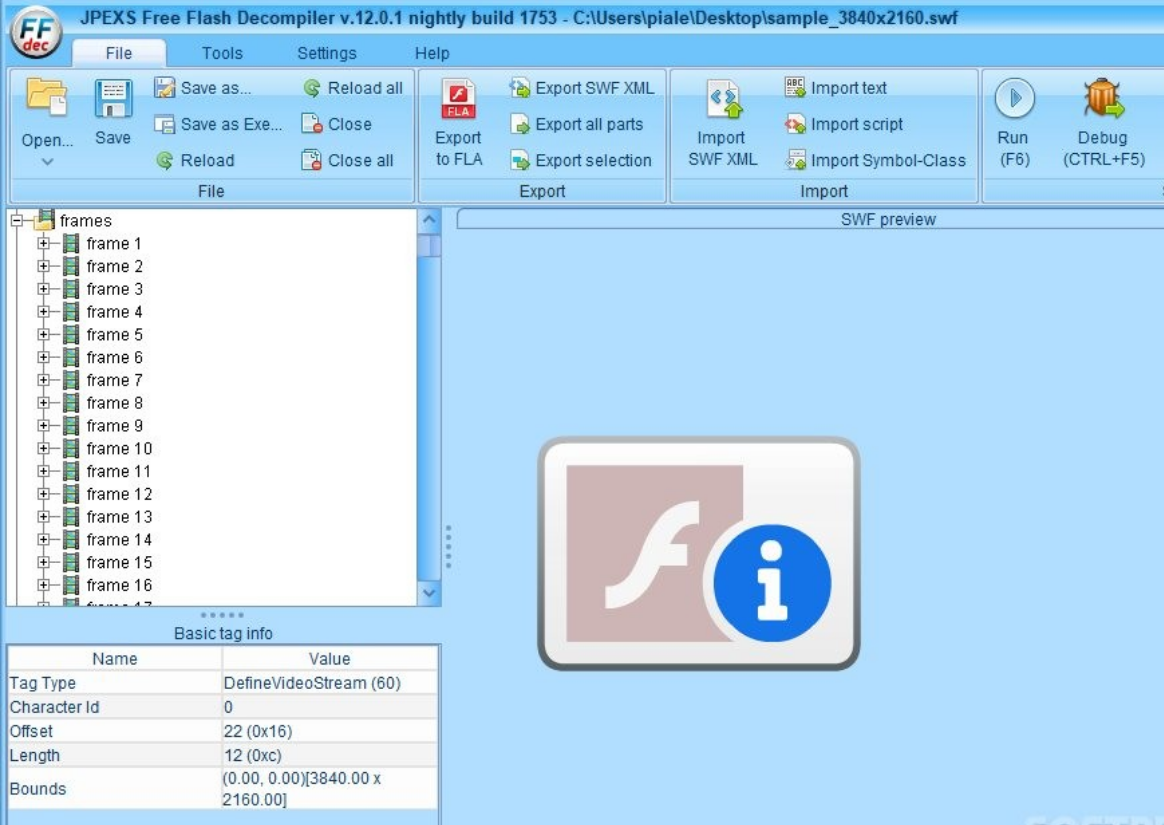 JPEXS Free Flash Decompiler screenshot