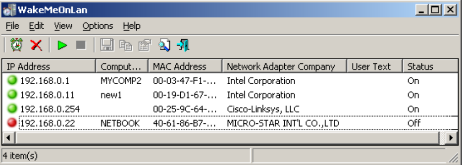 WakeMeOnLan screenshot