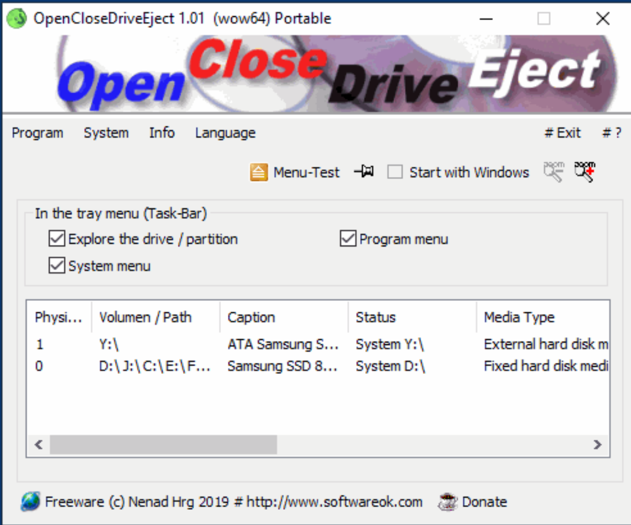 OpenCloseDriveEject screenshot